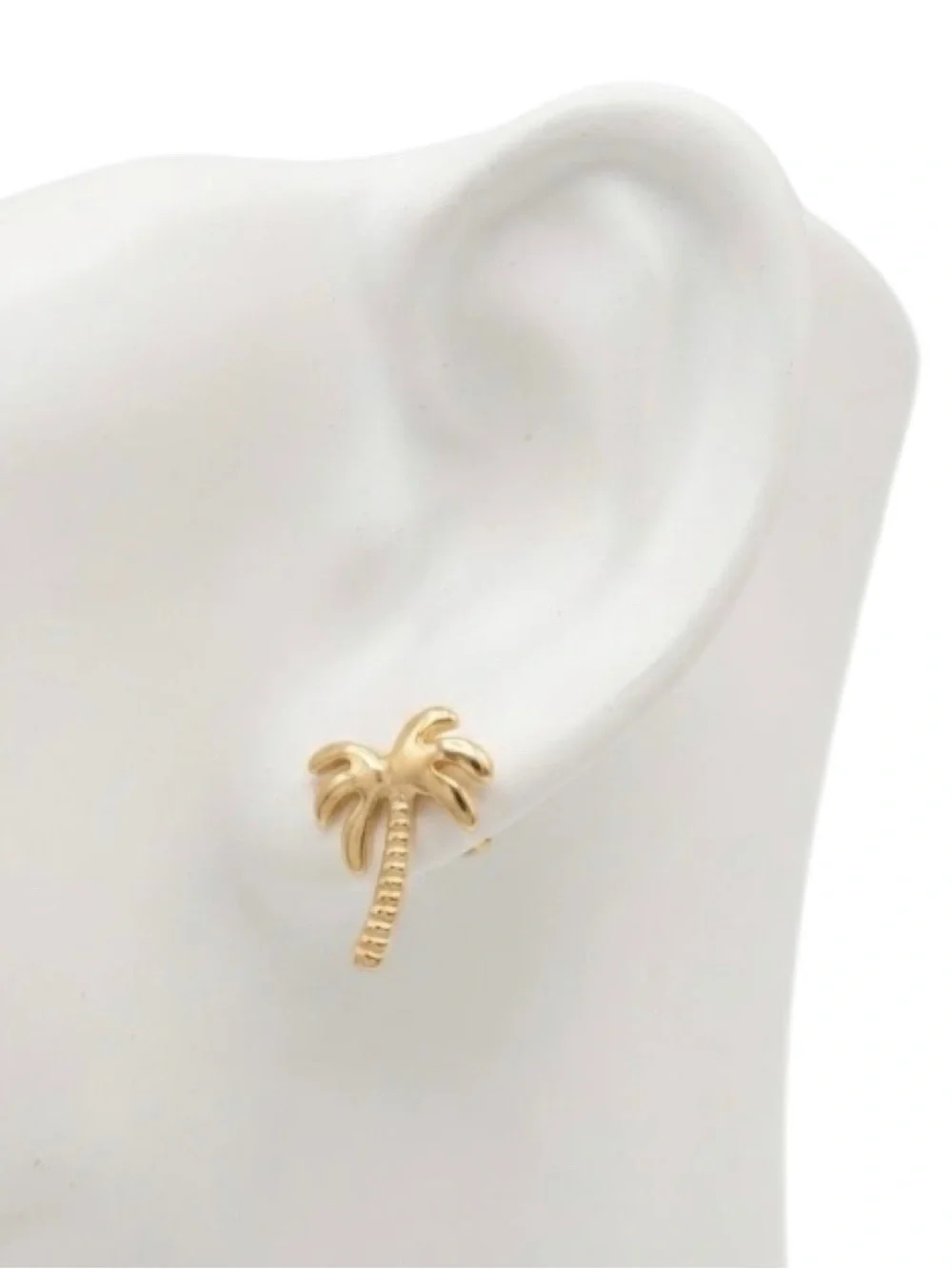 Palm Tree Gold Tone Stud Earrings (NWT)